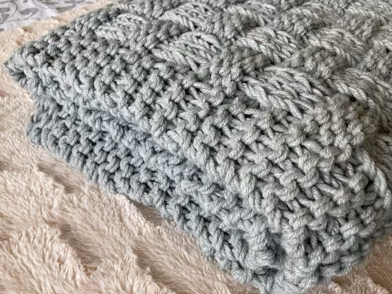Double Seed Stitch Blanket