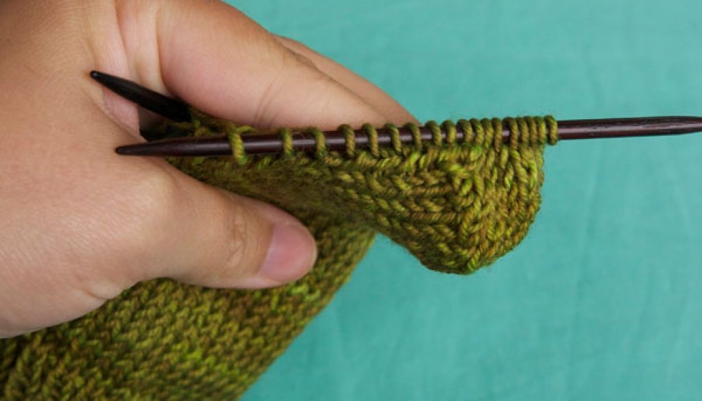 Hand knits using Pick-Up & Knit technique